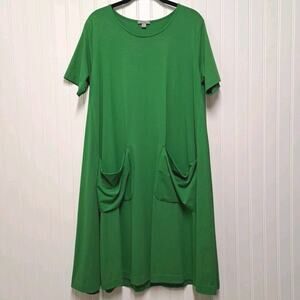 COS T Shirt Dress Womens Large L Kelly Green Knit Swing Pockets Casual Lagenlook